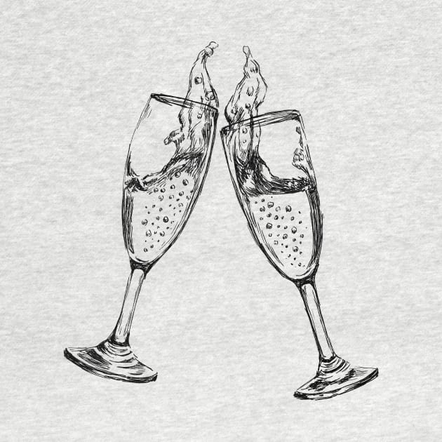 Champagne Glasses Sketch by rachelsfinelines